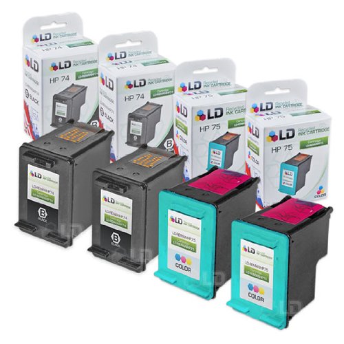 LD Remanufactured Ink Cartridge Replacements for HP 74 & HP 75 (2 Black, 2 Color, 4-Pack)
