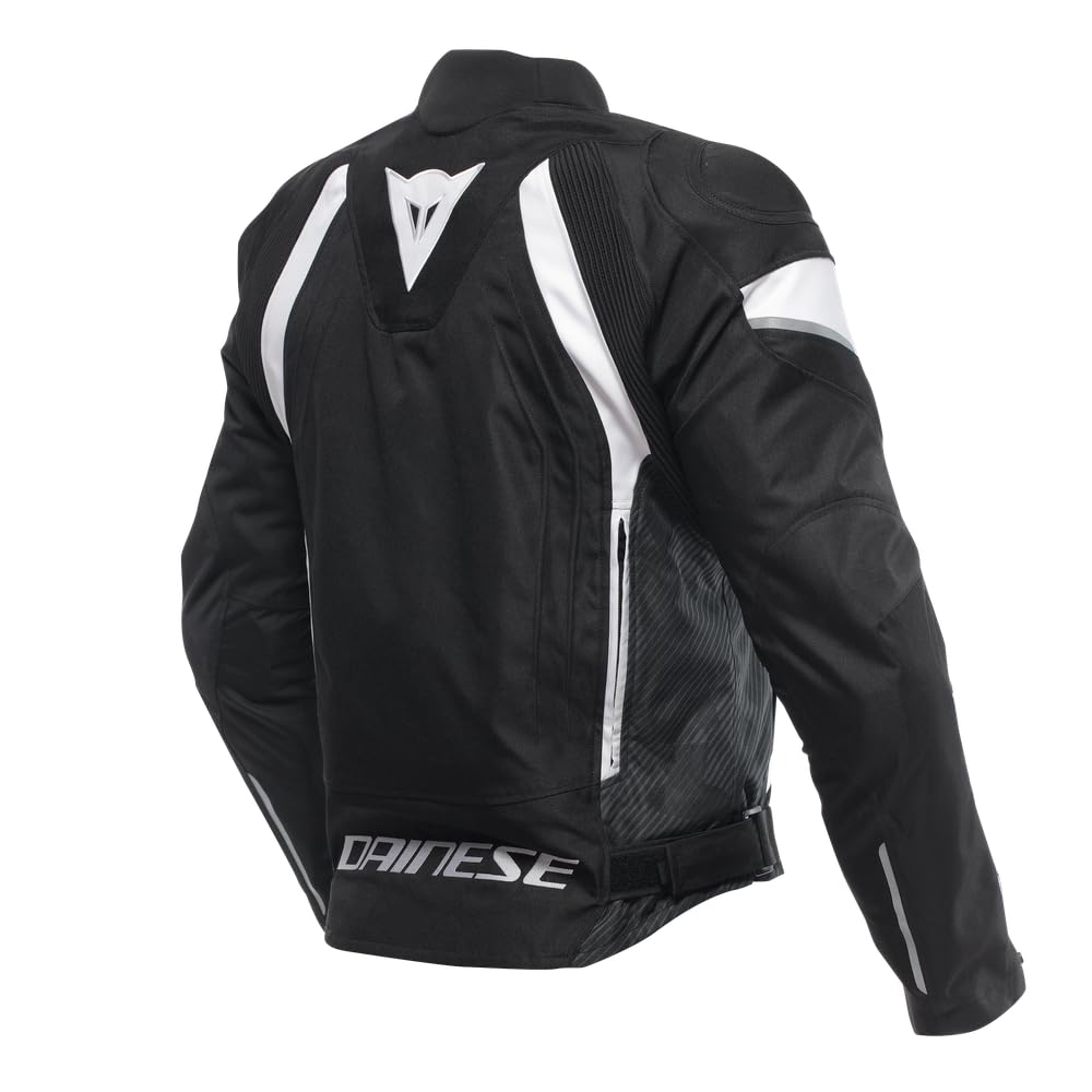 Dainese - Avro 5 Tex Jacket, Veste Moto en Tissu, avec Protections aux épaules, Noir/Blanc/Noir, 52 | Étanche
