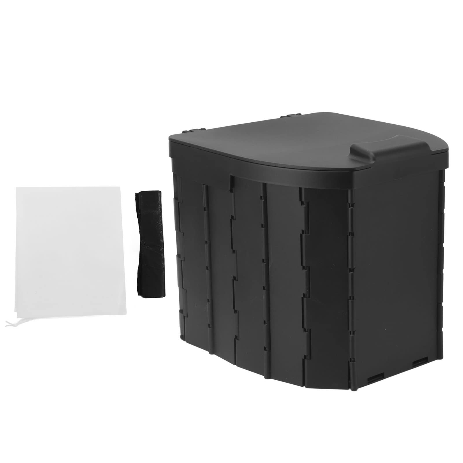 Travel Folding Toilet, Strong Load Bearing Foldable Car Travel Toilet Potty with Lid for Kids Adults (Black)