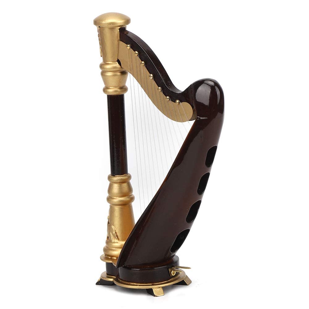Mini Modèle De Harpe, 16 Cm, Modèle De Harpe En Bois Fait à la Main, Ornement, Instrument De Musique, Décoration Miniature, Figurine De Harpe Rétro Pour la Décoration de la Maison Et du Bureau