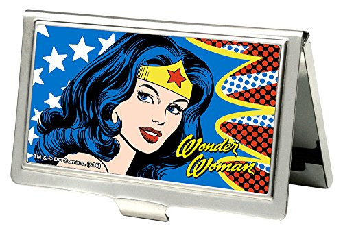 Buckle-Down Business Card Holder - Wonder Woman Face w/Stars - Small