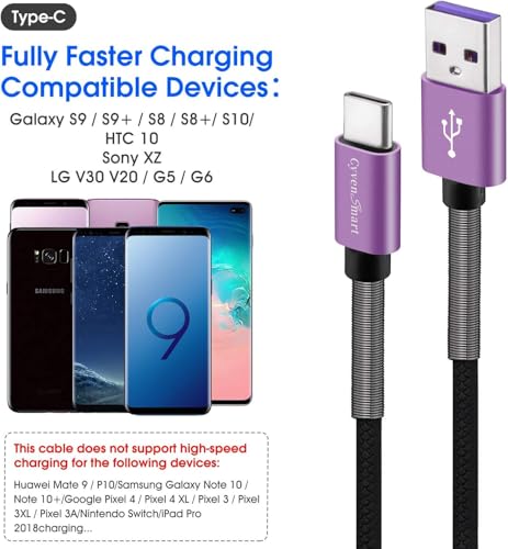Image of [10Pack 1ft] Compatible with Samsung Galaxy S9 S10 S8 Plus Charger Cord(3A Fast Charging), TPE USB C Type Charger Cable,USB A to Type C Replacement for Samsung A32 /A12 /A10e /A20 /A51 20 /9 /8,LG-Purple