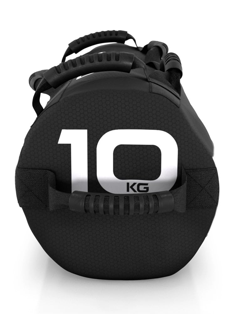 Atletica Worek na piasek 10 kg, worek do treningu funkcjonalnego całego ciała, wytrzymały nylon Cordura, 7 uchwytów
