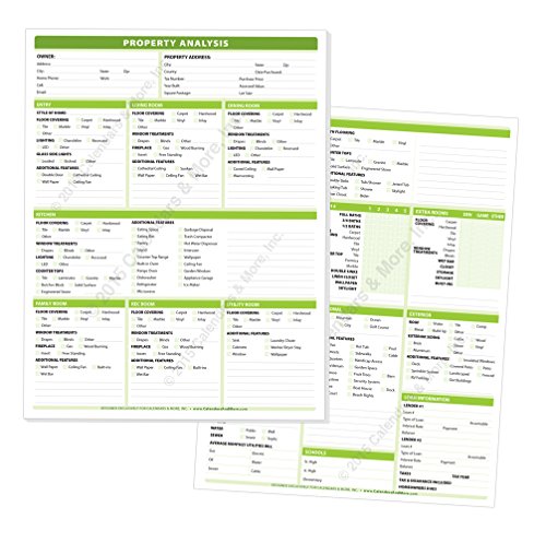 Bloco de análise de propriedade imobiliária – uma lista completa de todos os recursos do imóvel residencial de hoje. Almofada de 50 folhas