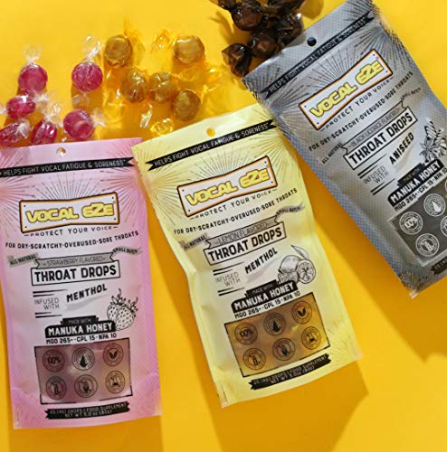 Vocal Eze Manuka Honey Cough Drops | Lozenges To Relieve Sore, Hoarse, Fatigue, Dryness Of Throat | Voice Support, All Natural And Organic Ingredients (20, Lemon) Umf 10+ (Mgo 265+) #TOP3