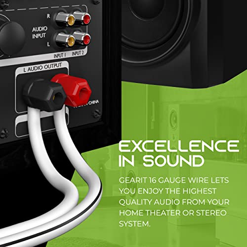 16Awg Speaker Wire, Gearit Pro Series 16 Gauge Speaker Wire Cable (200 Feet / 60.96 Meters) Great Use For Home Theater Speakers And Car Speakers, White #TOP5