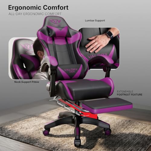Add ValorX USA Fighter Ergonomic Gaming Chair, Purple - Image 4