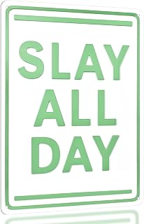 Slay All Day Sign Green – Sage Green Room Decor for Girls, Aesthetic Wall Sign for Teen Bedroom, Teen Girl Wall Art by Opix Design, Dorm Poster for Vanity or Bathroom