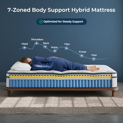 Image of Vesgantti Queen Size Mattress 12 Inch, Cool Sleep Hybrid Mattress in a Box