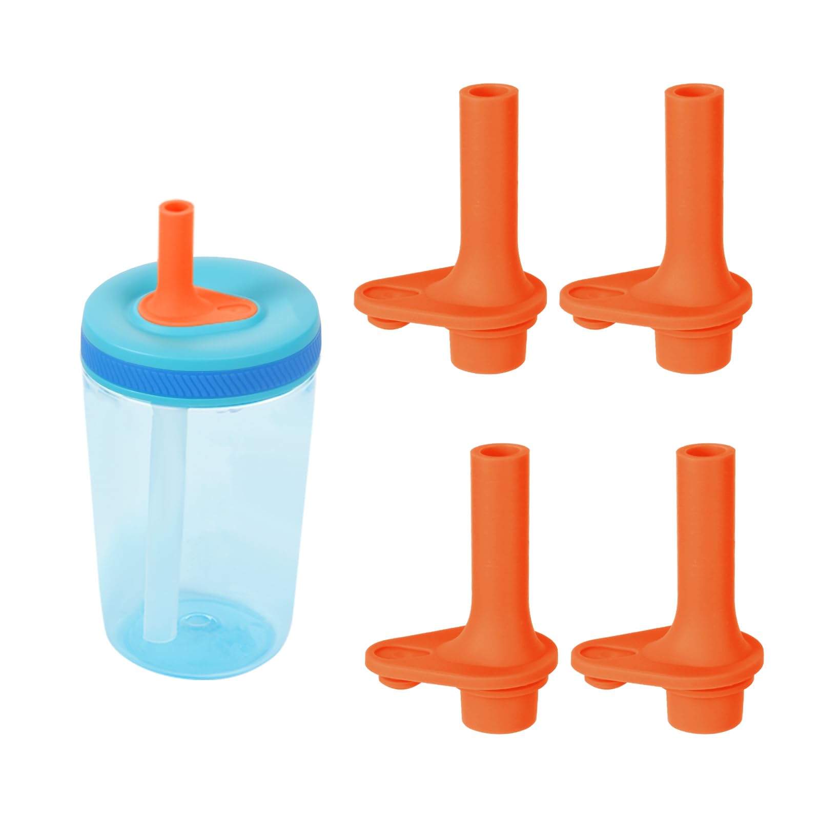 4pcs Replacement Bite Valve for Zak Designs Kelso 15 oz, Silicone Mouthpiece BPA Free Reusable Straw Cup Accessories Compatible with Zak Kids Water Bottles, Orange