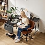 Sweetcrispy L Shaped Desk - Computer Desk Corner Desks Gaming Desk PC Table with CPU Stand Side Bag for Home Office Dorm Sturdy Writing Workstation, Black, 50-Inch - Image 2