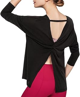 [TUUWAI] ヨガウエア トップス 長袖 レディース バックオープン かわいい バレエ フィットネスウエア JM-195