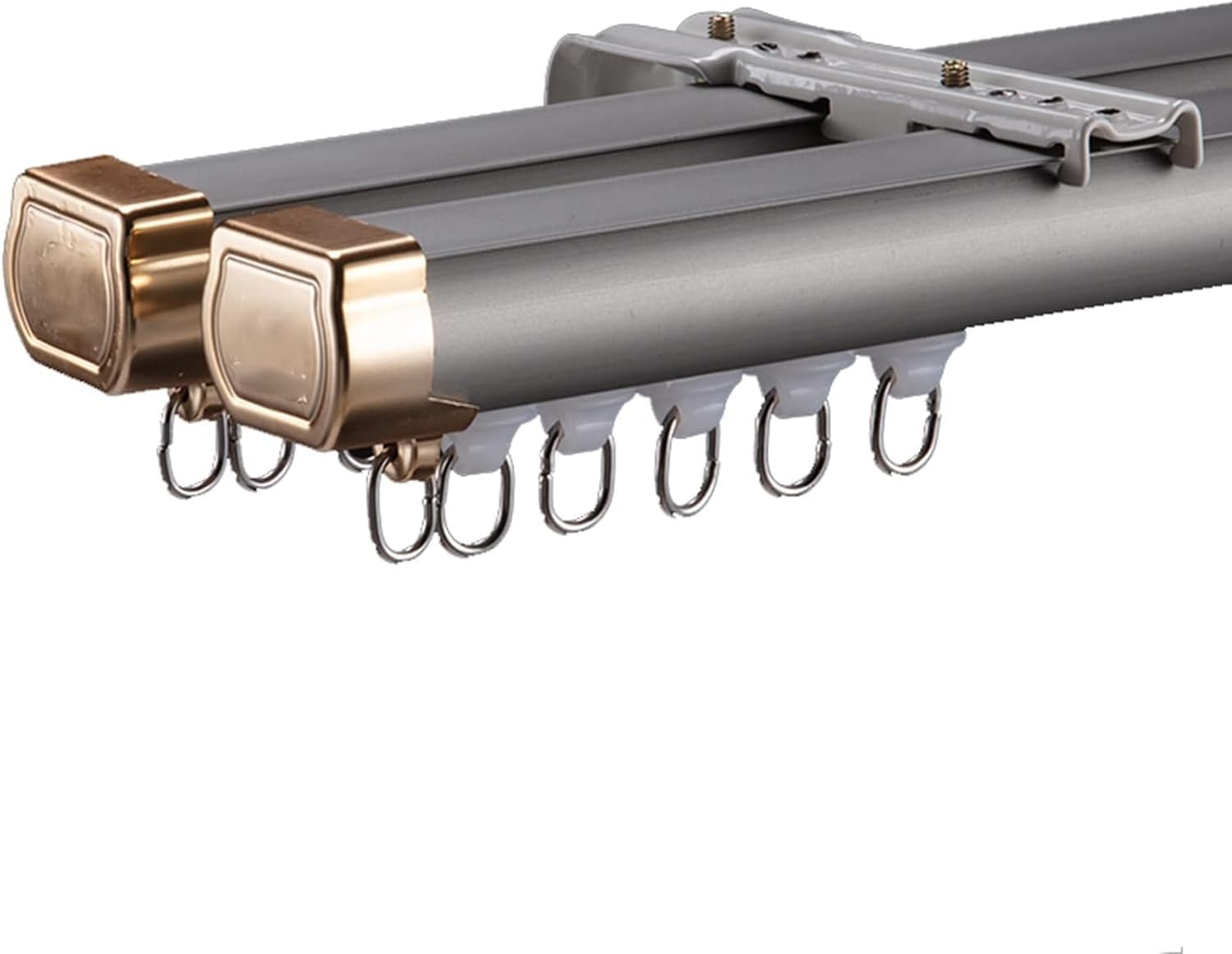 Double Curtain Track, Ceiling Or Wall Mount Track Set - Customized Length, Layer Aluminium Rails For Home Bay Window Room Divider