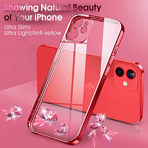 Supdeal Crystal Clear Case for iPhone 12 Mini, [Not Yellowing] [Camera Protection] [Military Grade Drop Tested] Transparent Shockproof Protective Phone Case Soft Silicone Slim Cover, 5.4 inch, Red by Supdeal - Used condition - Image 6