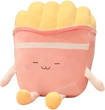 French Fries Pillow Stuffed Plush Fun Food Themed Cute Cushion Decor Birthday Gift 55cm, Pink