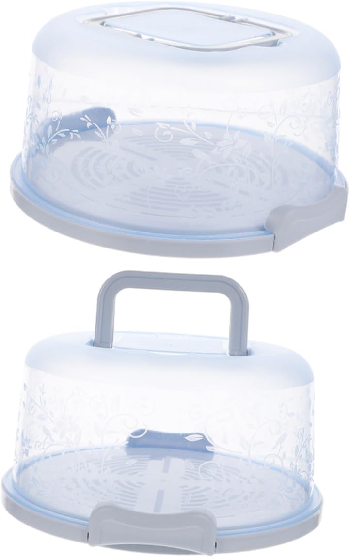 SHOWERORO 2pcs Portable Pp Cake Carrier Box with Handle, Blue Handheld Cake Storage Container for Baking Packaging and Transport