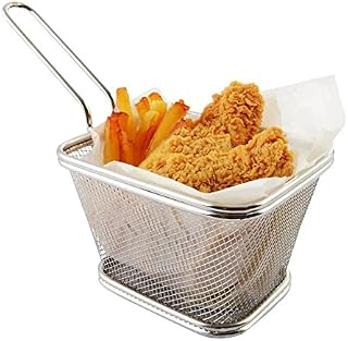 Stainless Steel Mini Square Fry Basket French Fries Holder, Fried Food Table Serving