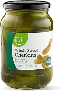 Amazon Fresh, Whole Sweet Gherkins, 16 Fl Oz