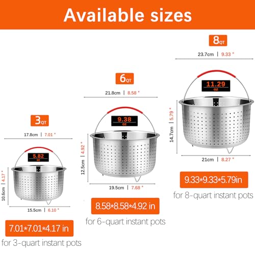 REDANT Vegetable Steamer Basket for Instant Pot Accessories 6 & 8 Qt - Stainless Steel Strainers and Colanders - Metal Strainer for Cooking Broccoli, Eggs, Pasta, Quinoa - with 2 Gloves, 6 Quart by REDANT - Used condition - Image 6