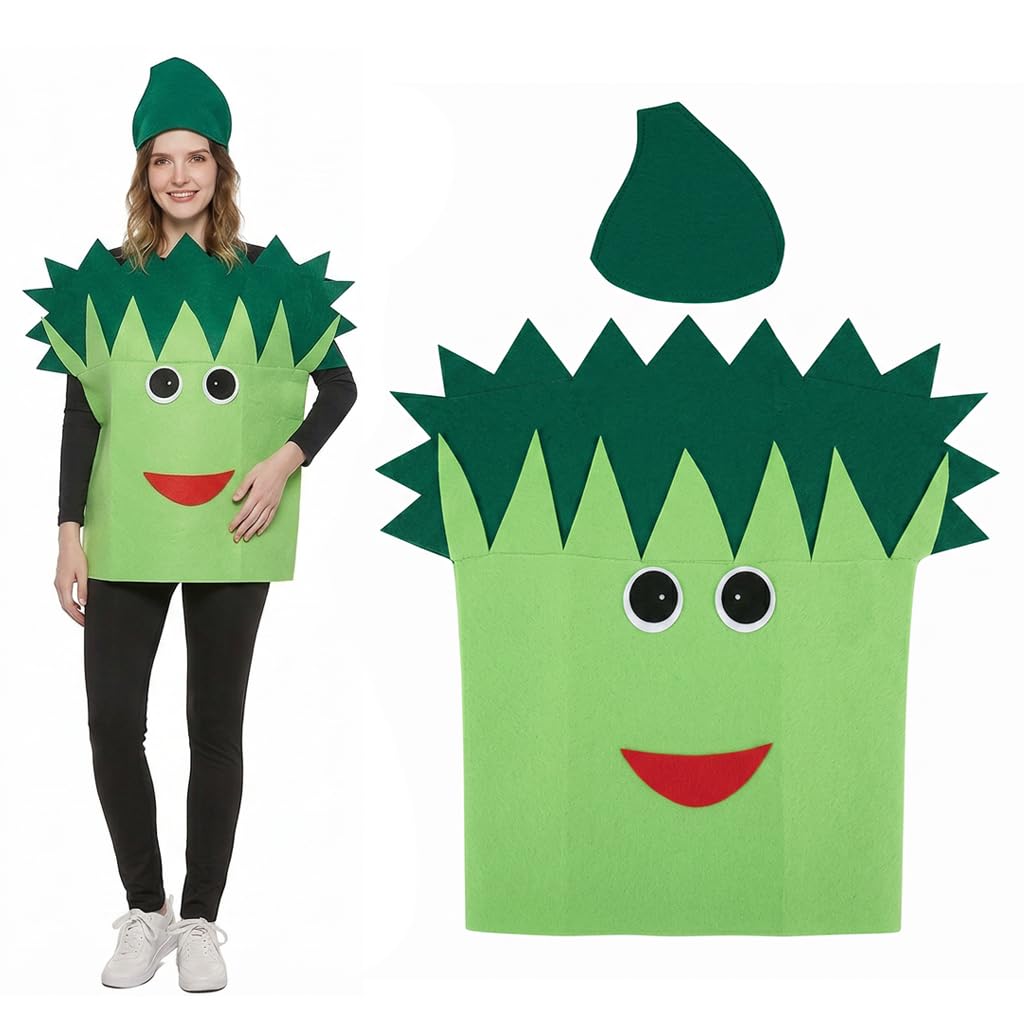 JynxtoyZeal Adult Cabbage Costume Outfit, Unisex Adult vegetable Costume Bundle,Fun Cabbage Fancy Dress with Leaf Headpiece,Vegetable Cosplay Costume for Masquerade