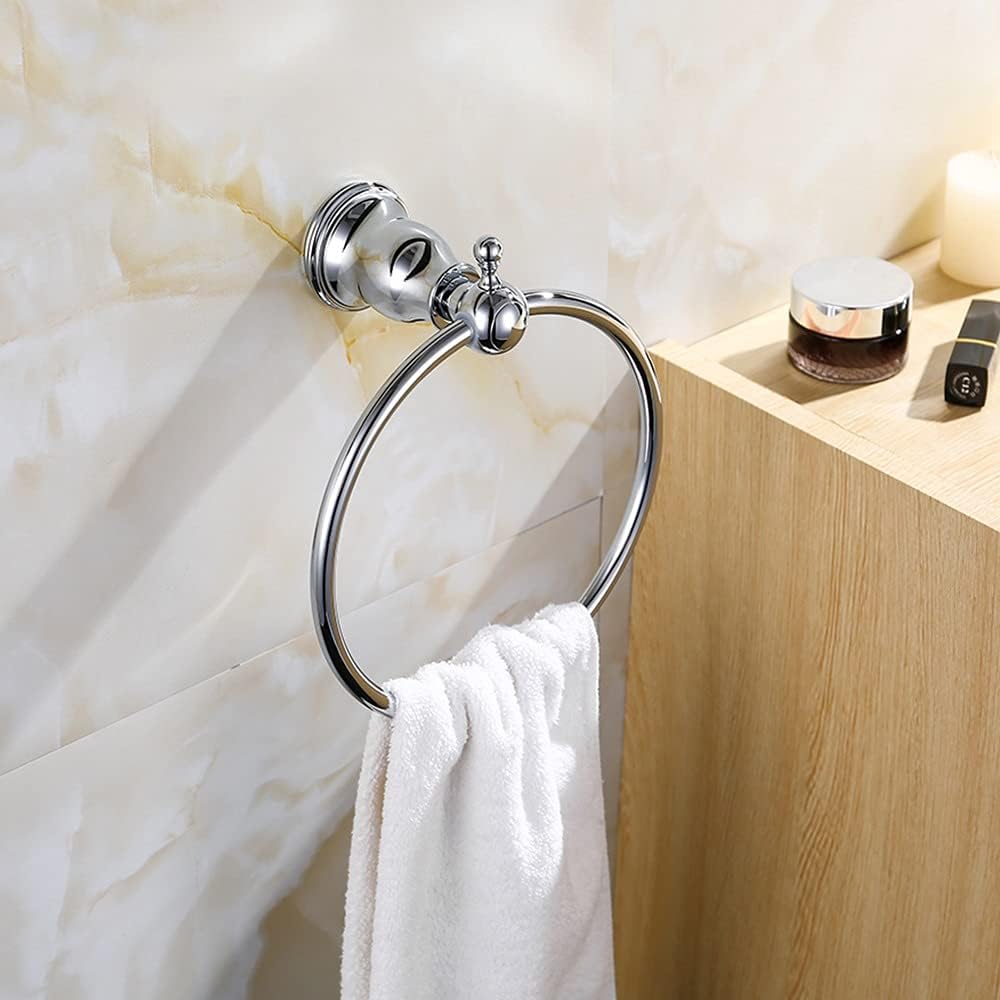 LSLYTQ Chrome Brass Bathroom Accessories, Wall Mounted Towel Holder, Style Bathroom Towel Hanger