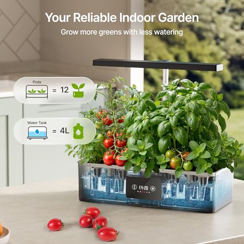 Image of SUNCOZE Hydroponics Growing System Kit with 24W Dimmable LED Light, Black