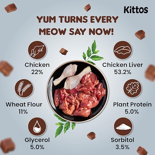 Image of Kittos Chicken Liver Bites | Protein-Rich, Highly Digestible Snacks for Cats | Healthy, Tasty & Nutritious Treats for Training and Rewards | Suitable for All Life Stages - 35g Each (Pack of 3)