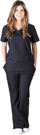 Natural Uniforms Womens Mock Wrap Set X-Small Black