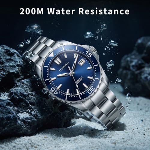 Image of TOPHILL Men Watches Automatic Mechanical Watches - Dive, GMT, Chronograph & Dress Styles | 316L Stainless Steel, Sapphire Crystal, Ceramic Bezel | 5ATM-300M Waterproof with Super Luminous | Classic Business & Sport Casual