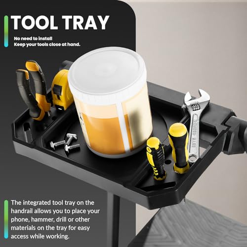 XinSunho 5-stufige Leiter, Sicherheits-Stehleiter, 5 Stufen Trittleiter Klappbar mit Ablage, breite Standfläche & Handlauf, Haushaltsleiter bis 300kg, Stahl