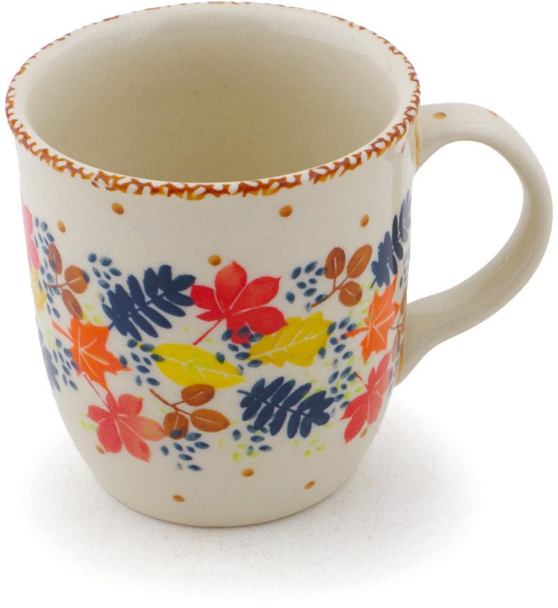 Vaso de cerámica artesanal 12 oz con patrón hojas caídas miniatura 3