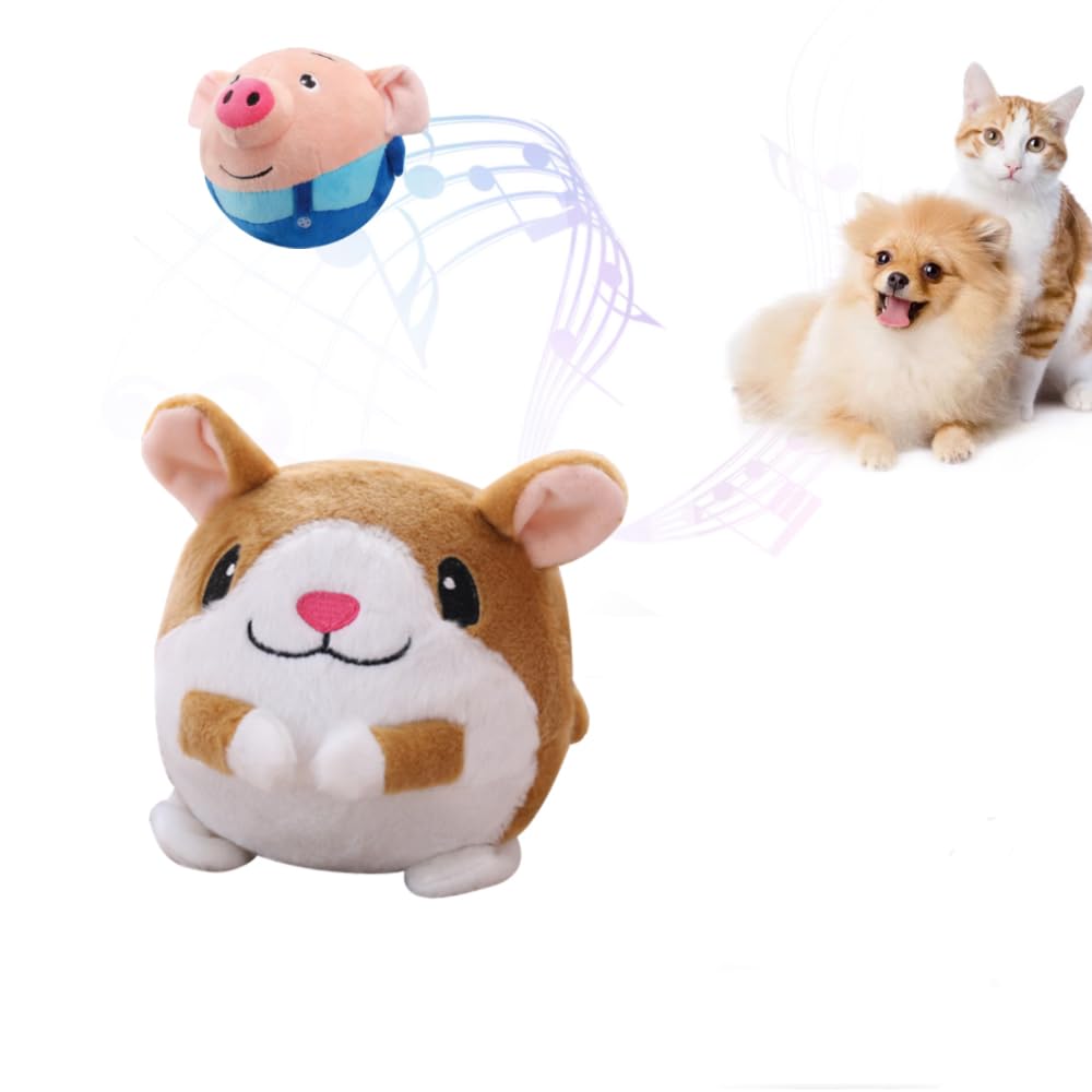 Jouet interactif en peluche pour chien, jouet en peluche qui couine pour chien, chat - Jouet couineur pour chien, chat - Jouet pour animaux de compagnie, chiens, chats (souris pâle + cochon bleu (étui