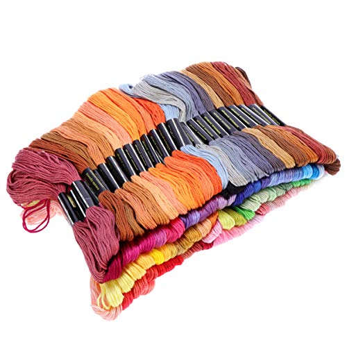 Uonlytech Cotton Cross Stitch Rainbow Color Embroidery Floss with Cotton Cross Stitch Cotton Threads Embroidery Floss Kit for DIY Random Color