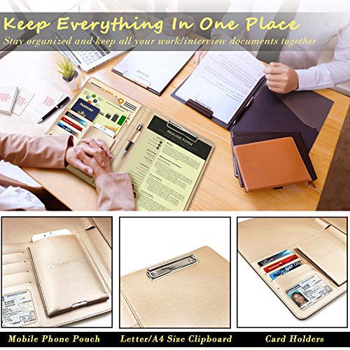 Darolin Business/Resume Padfolio Portfolio Folder with Letter/A4 Size Clipboard, Interview/Conference/Legal Document Organizer, Premium Portfolio Professional Case, Padfolio for Women/Men-Gold - Thumbnail 2