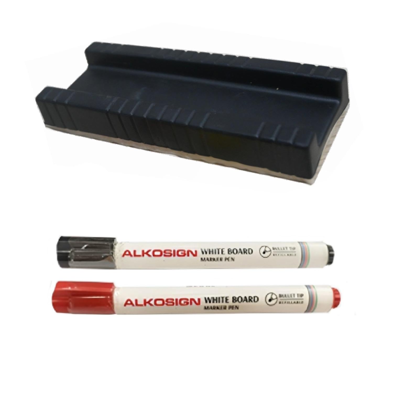 ALKOSIGN 10 Non-Magnetic Dry Erase Duster with 10 Markers (5 Red & 5 Black) for All Writing Boards, Color- Black (Non-Magnetic Duster).-image-40