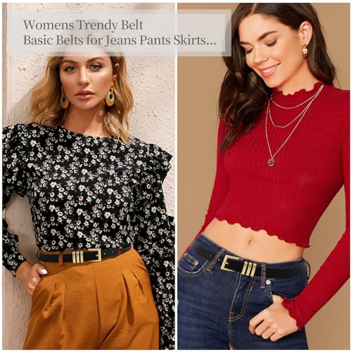 Women Trendy Leather Belt Casual Party Fashion Skinny Thin Belt for Jeans Pants Dress Belt3