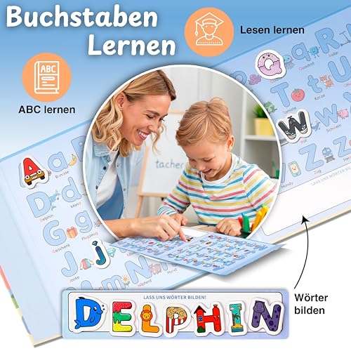 Buchstaben lernen – Magnetisches Lernspiel für Kinder ab 3–7 Jahren – Rechtschreibspiel & Wortschatzspiel – Lesen lernen & erste Wörter bilden – Sprachförderung & Vorschulspiele (Deutsche Version)