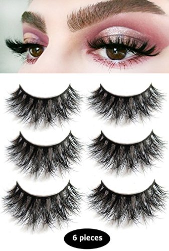 3D Mink False Eyelashes-Dramatic Makeup Strip Eyelashes 100% Siberian Fur Fake Eyelashes Hand-made Natural Messy False Eyelashes& Reusable 3 Pair Pack
