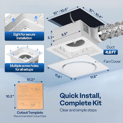 Image of VIVOHOME EC Motor Bathroom Exhaust Fan with Humidity Sensor (160-110-50CFM