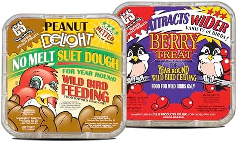 C&S Suet Variety Value Pack, Peanut Delight Dough & Berry Treat 24 Pack
