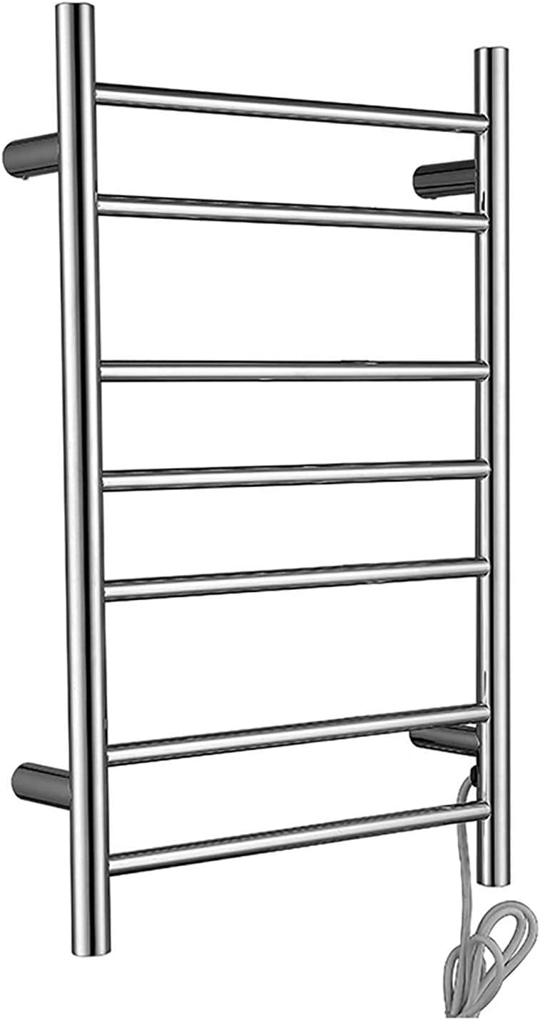 7-Bar Wall Mounted Towel Warmer Energy Efficient Bathroom Electric Heated Towels Rack Household Stainless Steel Drying Rail 65W