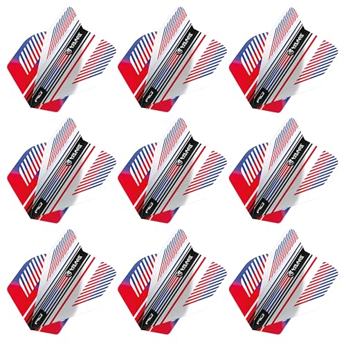 RED DRAGON Yin Yang Double Sided Red, White & Blue Standard Dart Flights 3 Sets Per Pack (9 Dart Flights in Total)