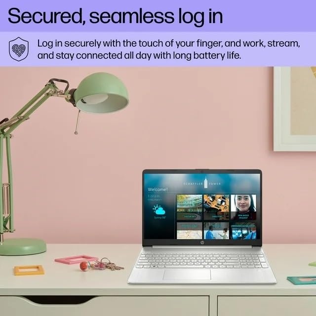 Image of HP 15.6 inch FHD Slim Laptop, Intel i3-1215U, Intel UHD Graphics, 8GB RAM, 256GB SSD, Webcam, Fingerprint Recognition, WiFi, Win11, Silver (Renewed)