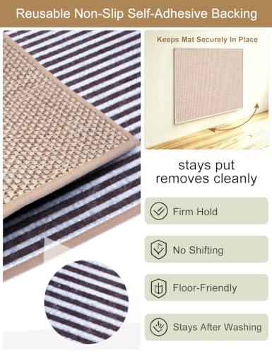 Indoor Door Mat 20"x32" - No Creases Entryway Mat, Low-Profile Dirt Trapper Front Door Mat for Inside Entrance, Non Slip Rubber Backing Inside Doormat for Entryway, Easy Clean Washable (Khaki) — view 4