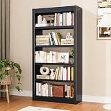 DUTYSEST 61" H Book Shelf, 5 Tier Metal Adjustable Bookshelf, Tall Bookcase Organizer, Modern Black Bookshelf for Living Room, Office, Easy Tool-Free Assembly