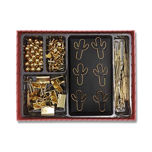 Gold Cactus Paper Clips and Binder Clips (126 Pack)