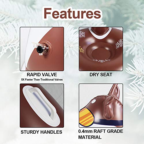 Giant Bear Snow Tube, Inflatable Snow Sleds for Snow Kids Adults Winter Snow Tube with Frontrest 0.6mm Thick Heavy Duty Sledding Float River Ride Tube Sledding Float, 46inch (Multicolor)