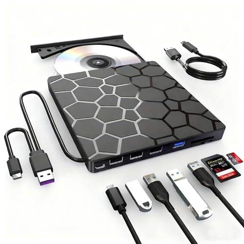 7 Em 1 Gravador Leitor Cd DVD Externo USB 3.0 Pc Notebook DVD Players SD TF Flash Disk Leitor de cartões