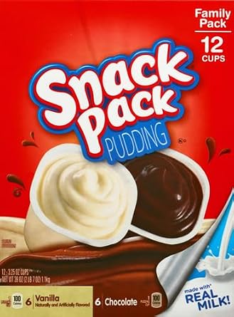 Snack Pack Chocolate and Vanilla Pudding Cups Family Pack, 12 Count