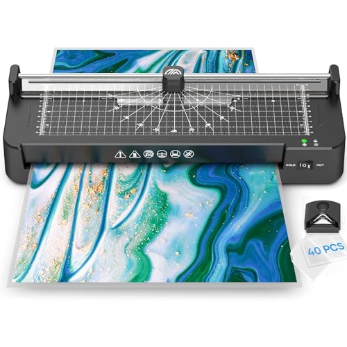 Laminator A3/A4/A5/A6 Thermal Laminator Machine 9 in 1 Cold Laminating Machine with Paper Cutter and Corner Rounder 40 Laminating Pouches for Home Office School